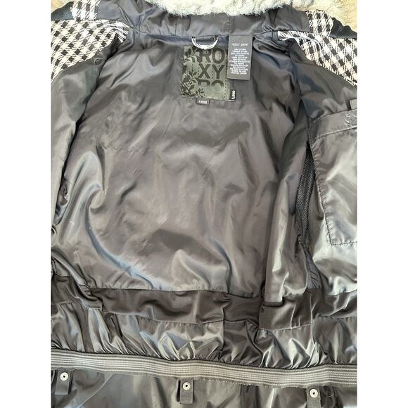 ROXY 5000 Size XS LimitedEdition Snow Jacket With Faux Fur Trim Hood Checkered - Picture 8 of 13